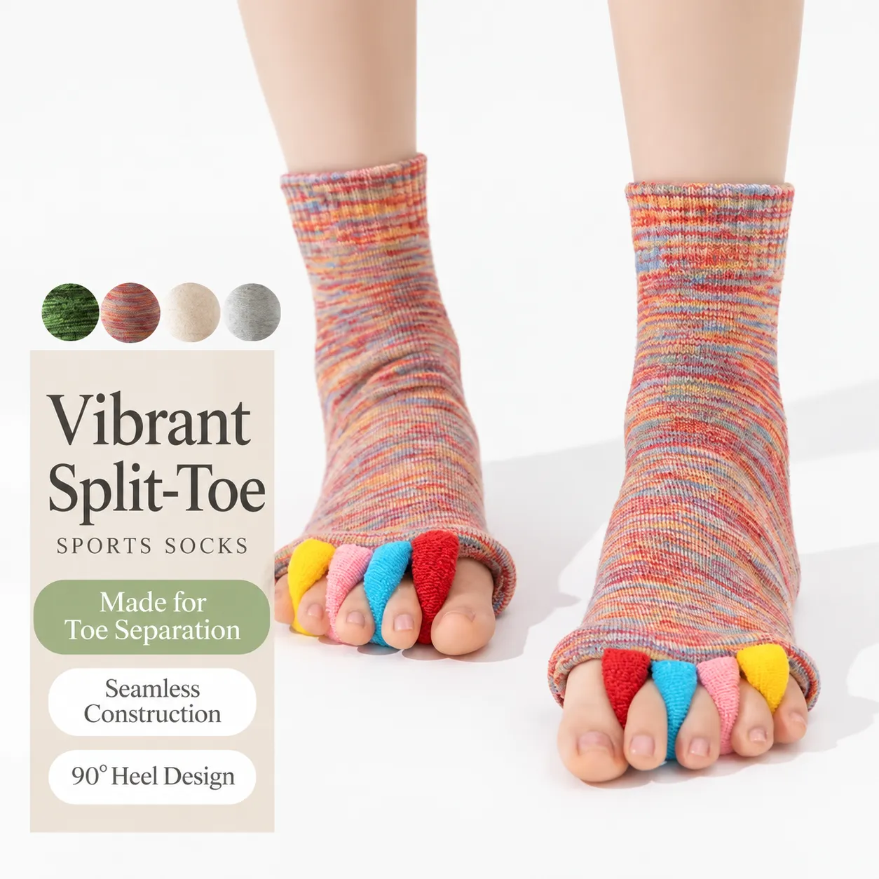 Five-Toe Separation Socks | Breathable Toe Spacer Socks for Daily Foot Comfort
