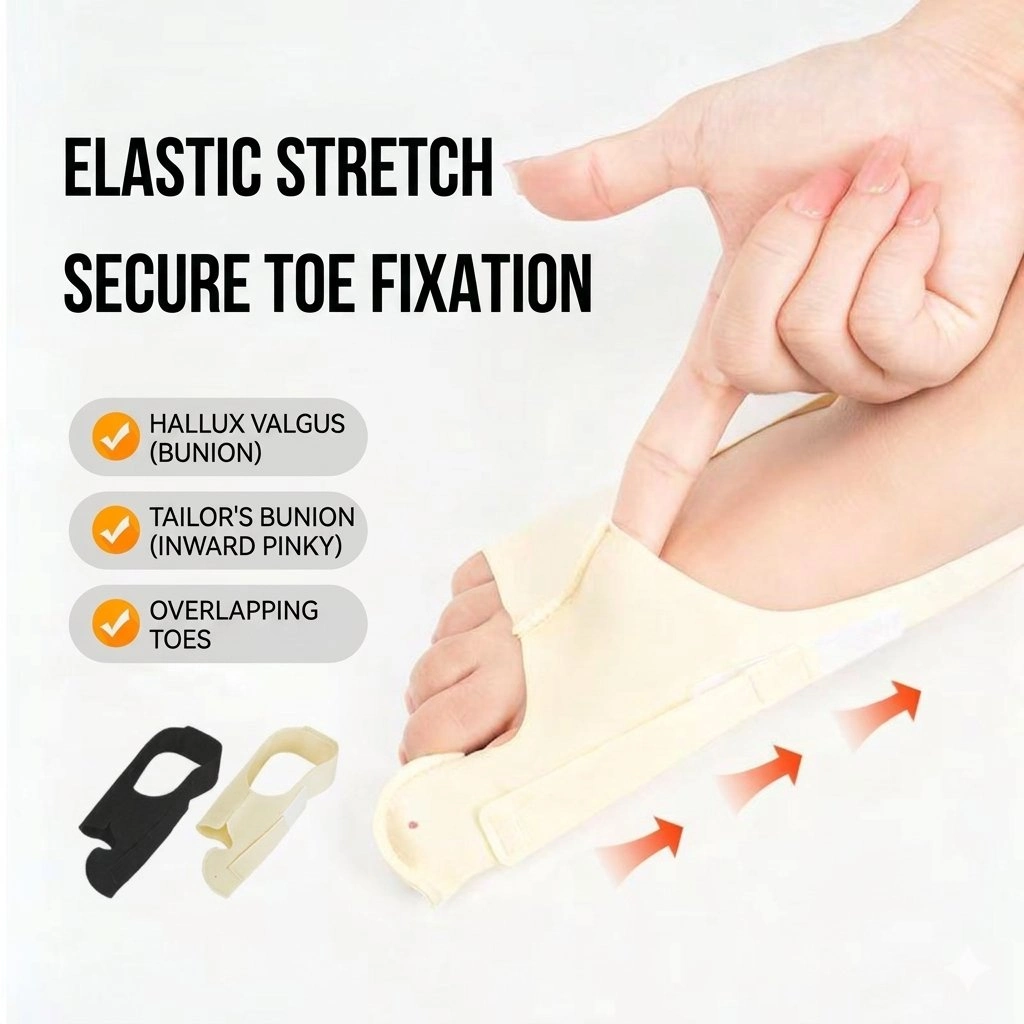 Adjustable Bunion Support Sleeve with Toe Separator – Slim Fit Foot Support, Pair