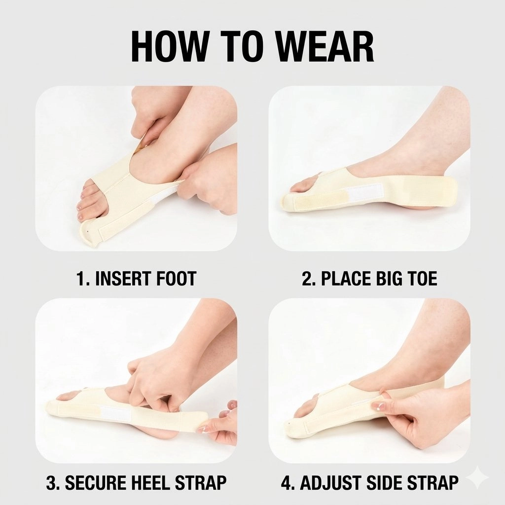 Adjustable Bunion Support Sleeve with Toe Separator – Slim Fit Foot Support, Pair