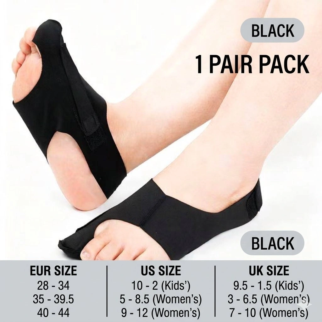 Adjustable Bunion Support Sleeve with Toe Separator – Slim Fit Foot Support, Pair