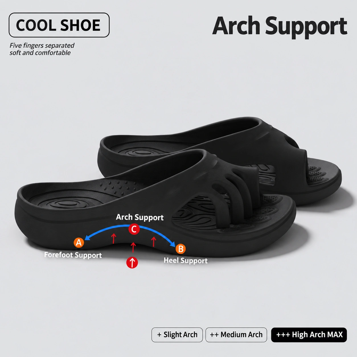 Five-Toe Separation Slides with Arch Support