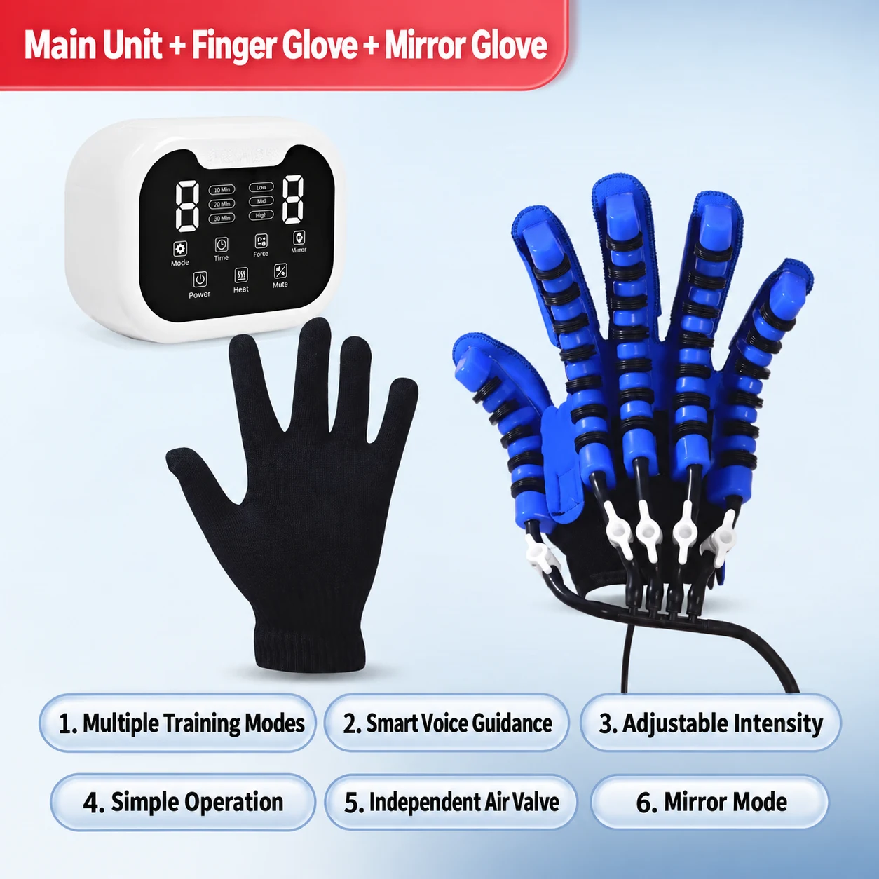 Smart Air-Powered Finger Exercise Trainer – Adjustable Hand Movement & Grip Training Glove