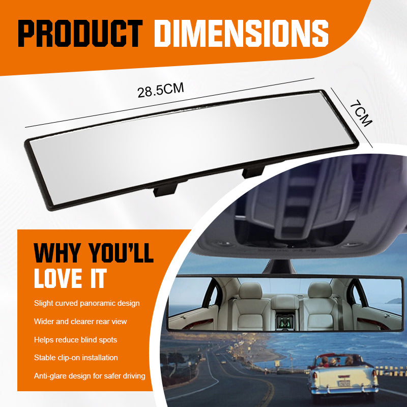 Wide-Angle Clip-On Rearview Mirror – Curved Panoramic Car Mirror