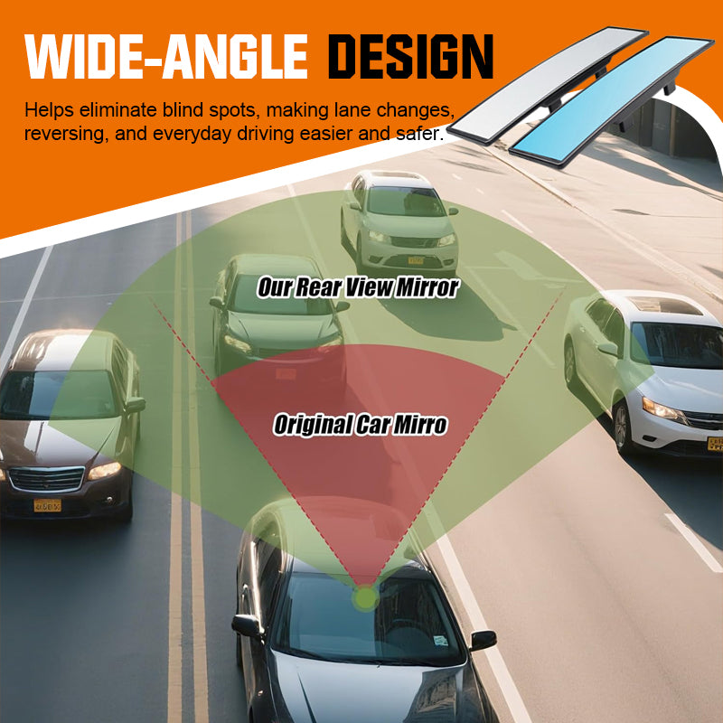 Wide-Angle Clip-On Rearview Mirror – Curved Panoramic Car Mirror