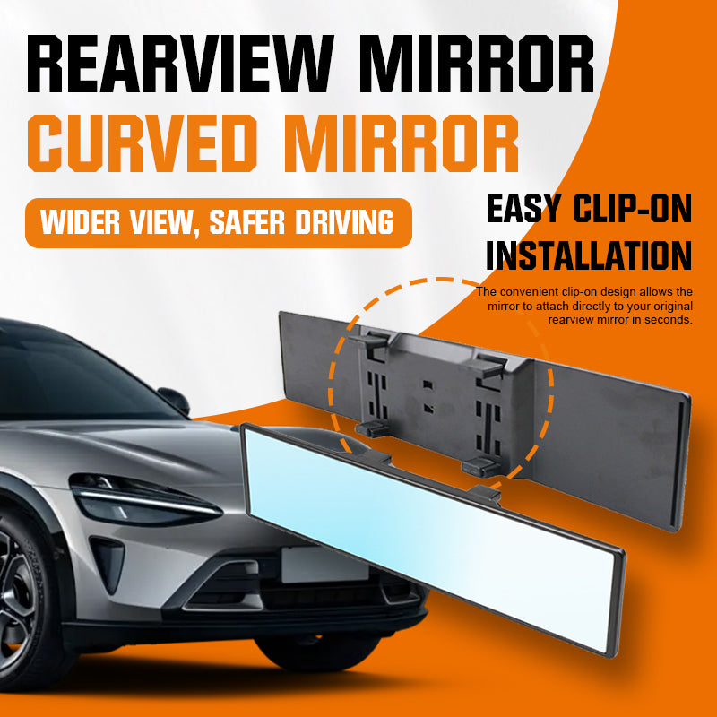 Wide-Angle Clip-On Rearview Mirror – Curved Panoramic Car Mirror