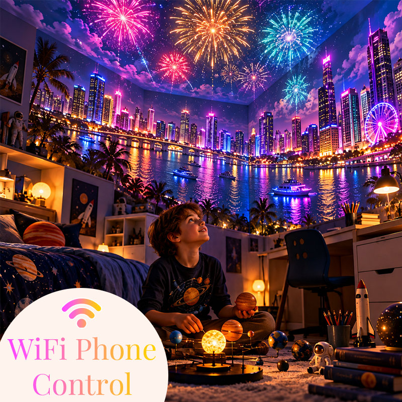 WiFi phone control ambient projection light