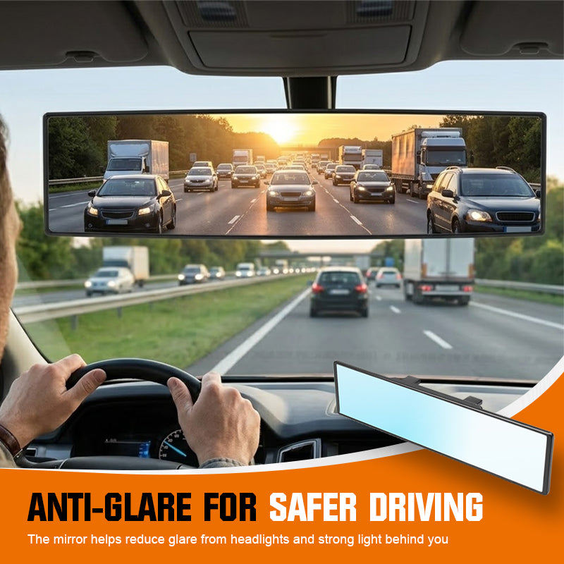 Wide-Angle Clip-On Rearview Mirror – Curved Panoramic Car Mirror