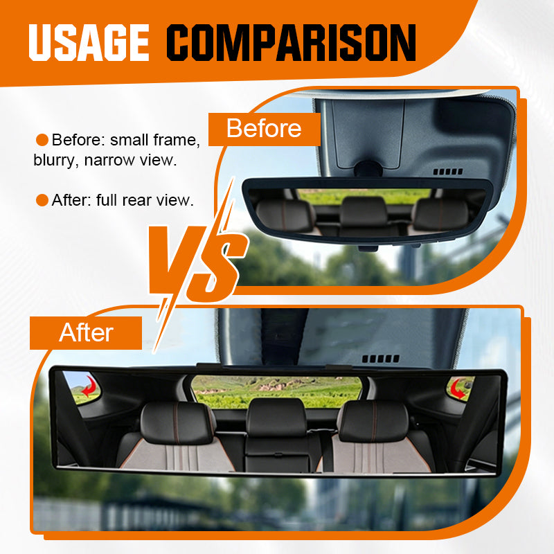 Wide-Angle Clip-On Rearview Mirror – Curved Panoramic Car Mirror