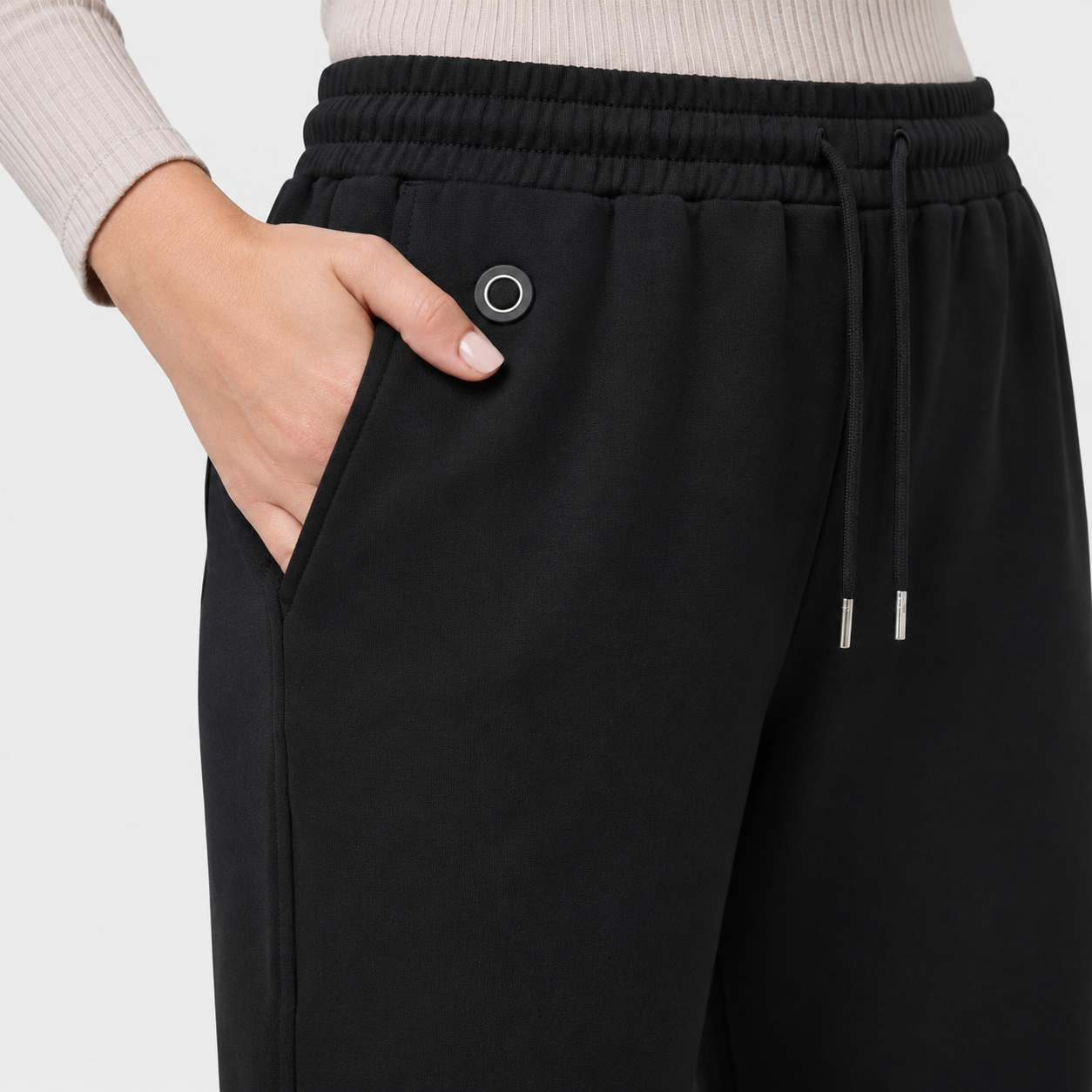 Women's Smart Heated Sweatpants with Adjustable Warmth-Black