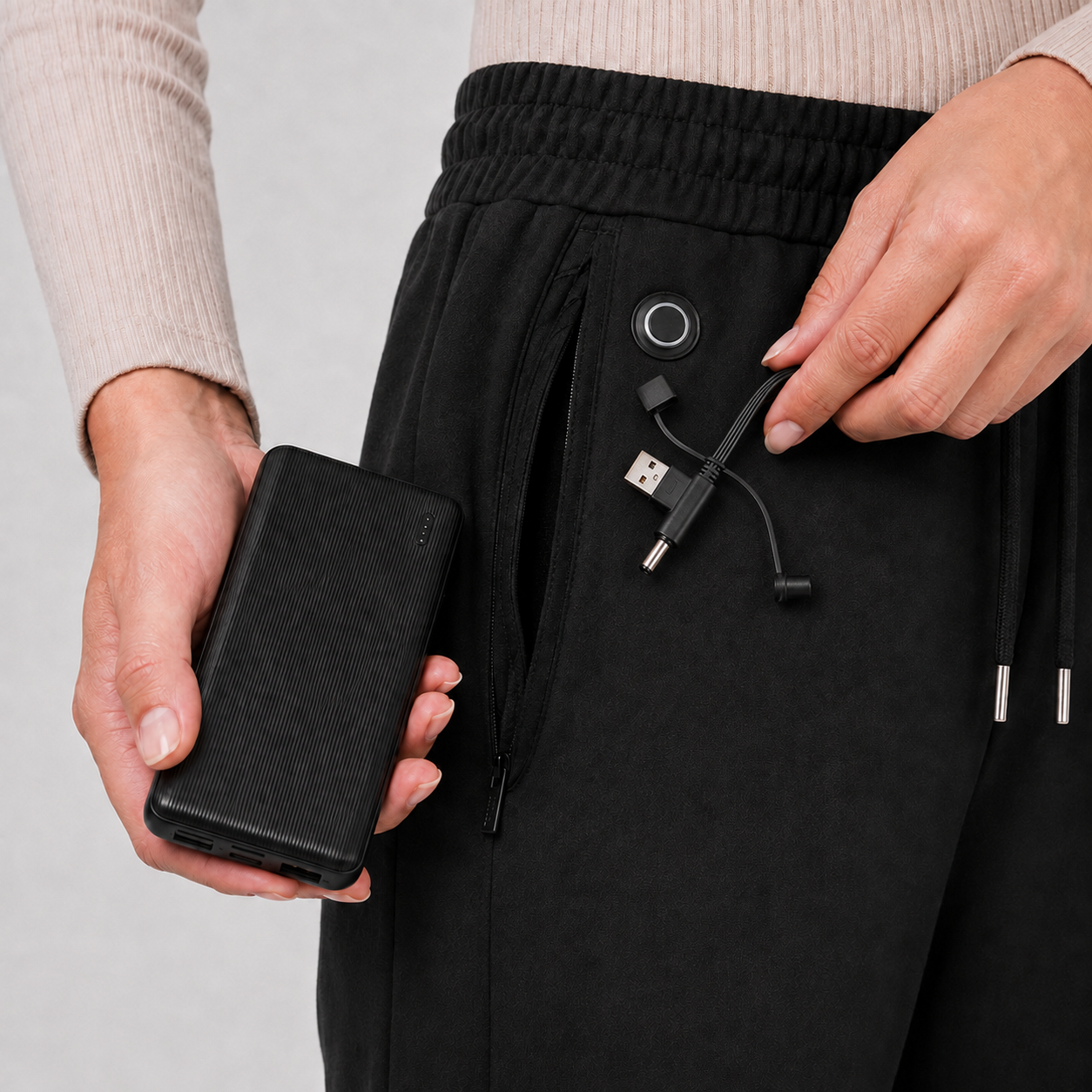 Men's Smart Heated Sweatpants with Adjustable Warmth-Black