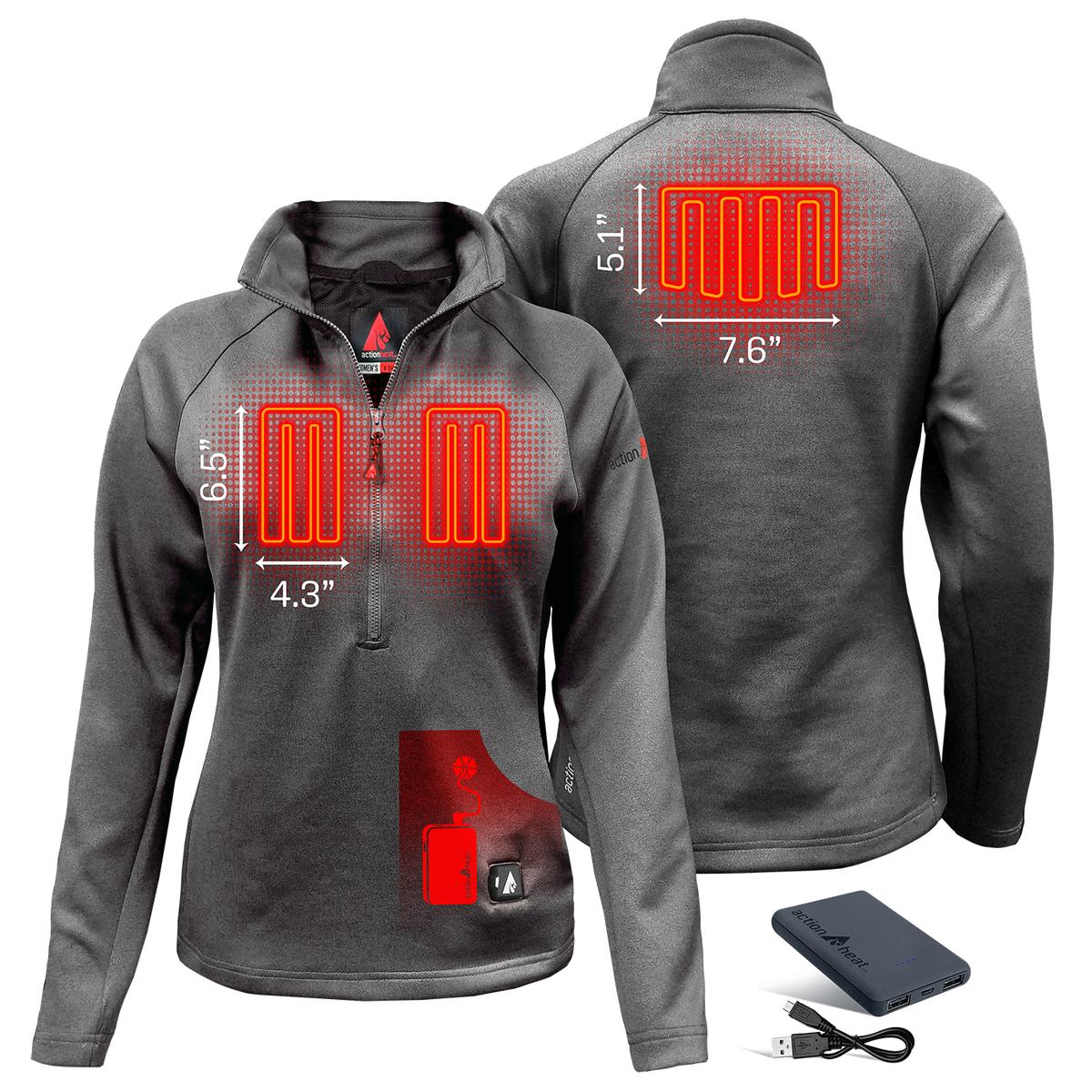 Heatrea 5V Women's 1/2 Zip Pullover Battery Heated Shirt