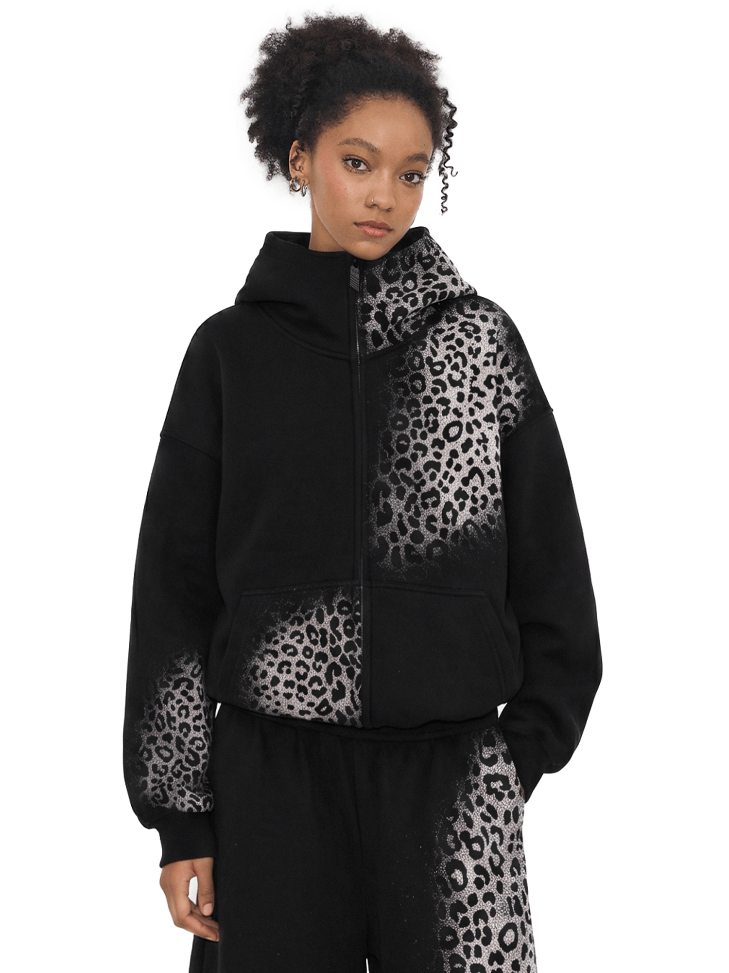 Reflective Leopard Zip Jacket