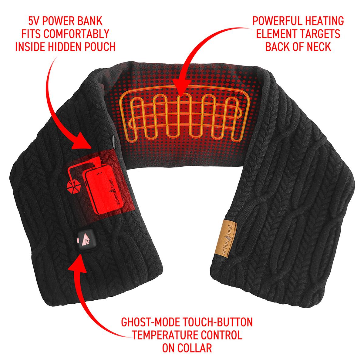 Heatrea 5V Battery Heated Cable Knit Wrap Scarf