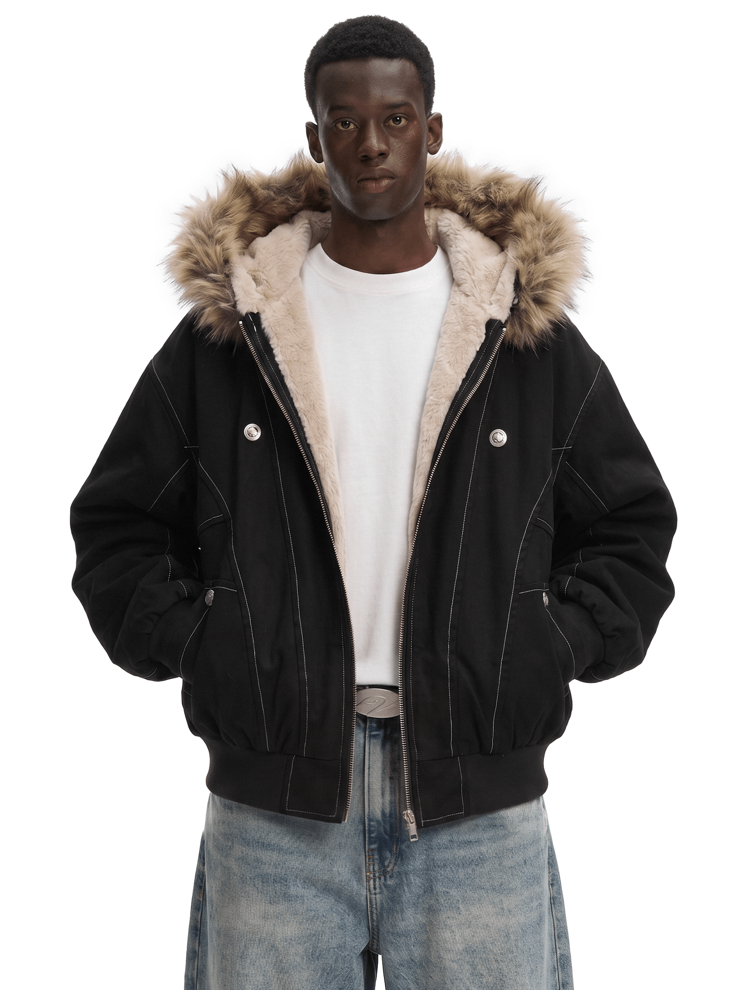 Cropped Shearling Puffer Jacket