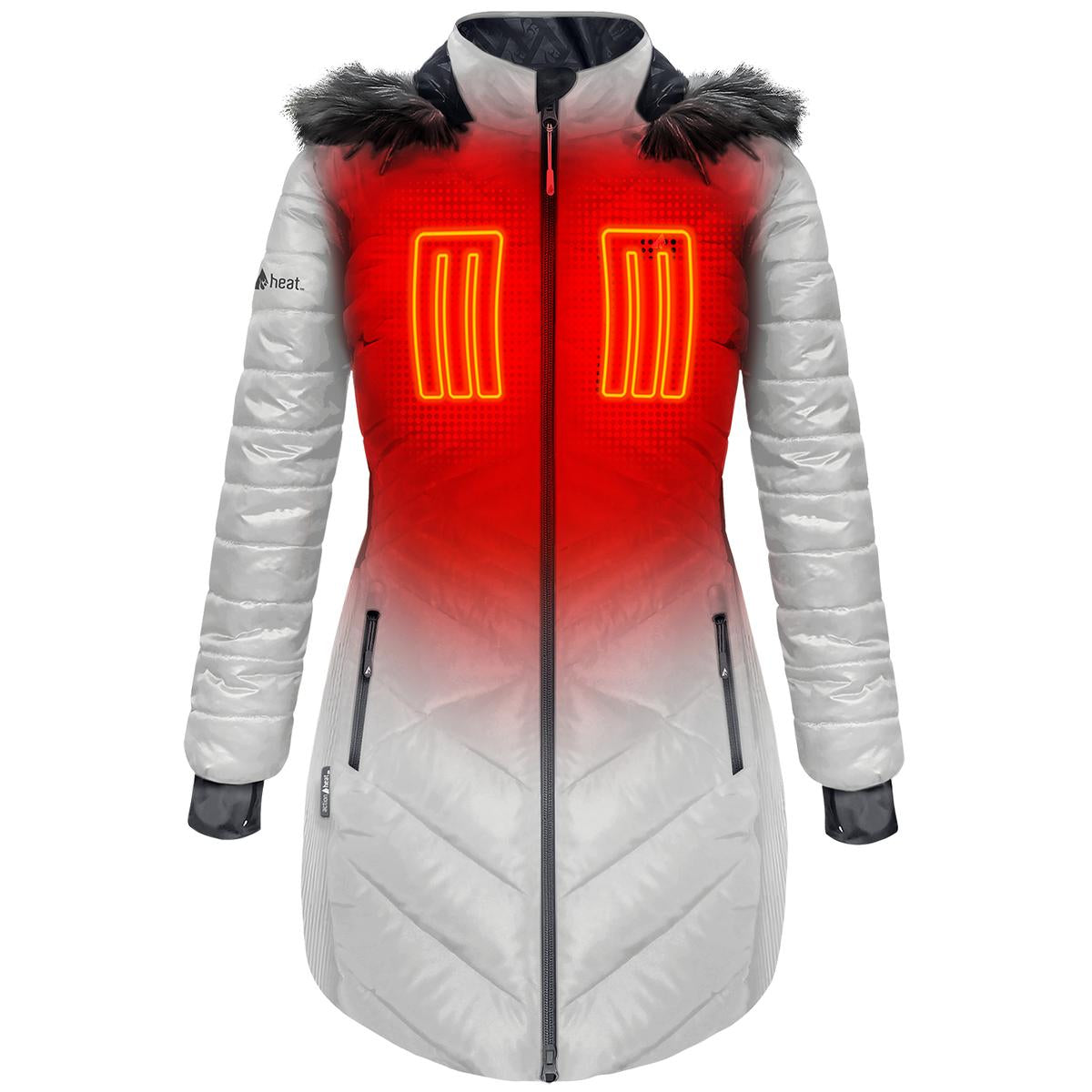 Heatrea 5V Women's Heated Long Puffer Jacket W/ Hood