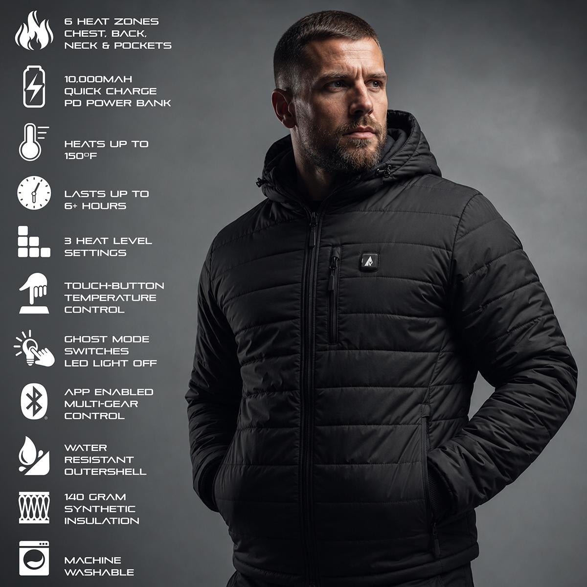 Heatrea Pro Series+ Bluetooth Men's Puffer Heated Jacket