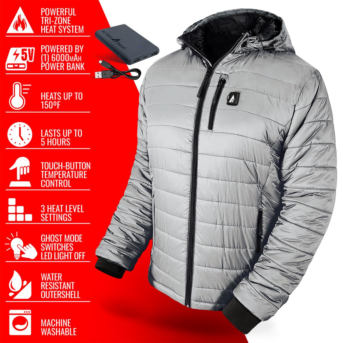 Heatrea 5V Men's Insulated Puffer Battery Heated Jacket W/ Hood