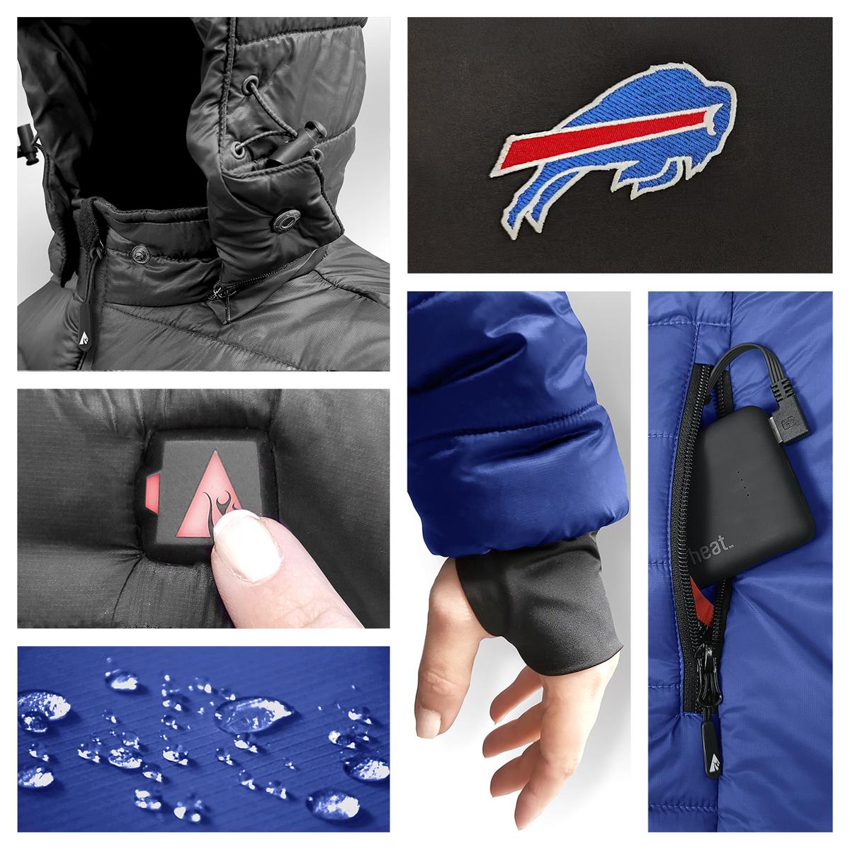 Heatrea Buffalo Bills 5V Women's Colorblock Puffer Battery Heated Jacket