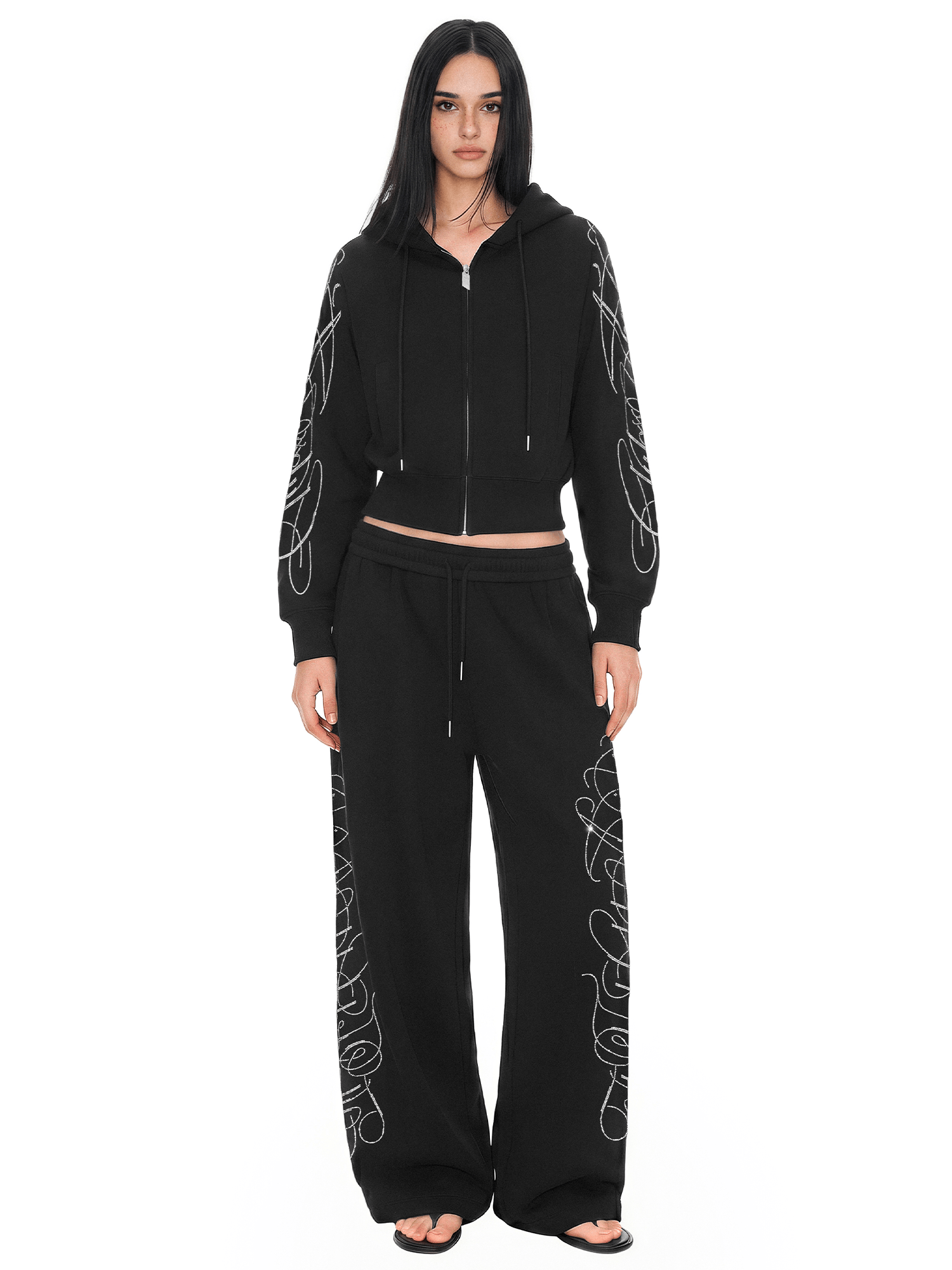 Rhinestone Zip Hoodie