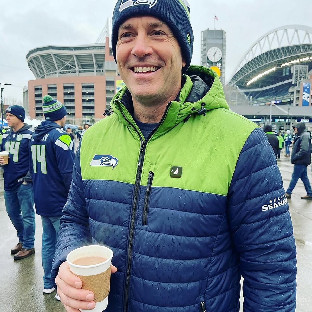 Heatrea Seattle Seahawks 5V Men's Colorblock Puffer Battery Heated Jacket