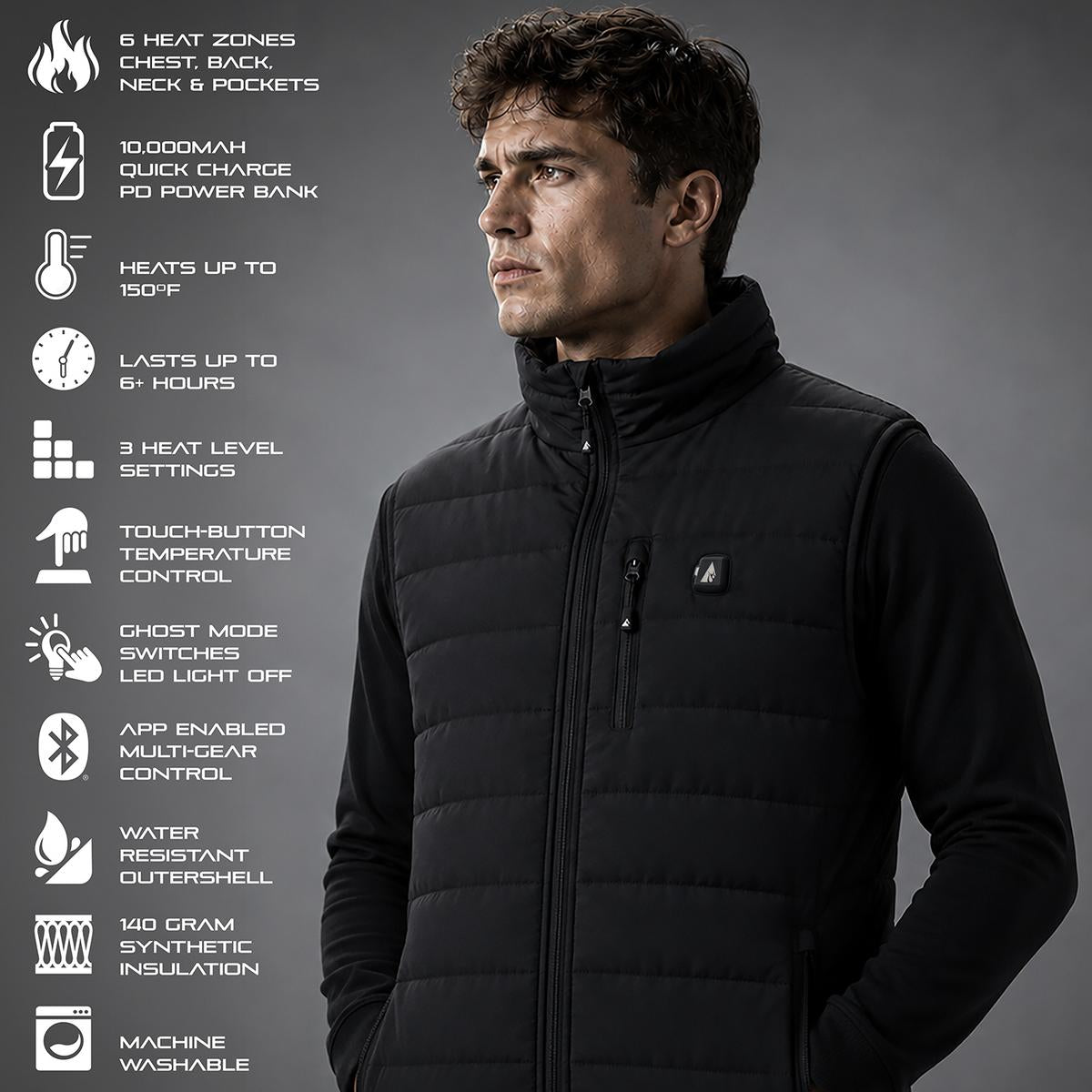 Heatrea Pro Series+ Bluetooth Men's Puffer Heated Vest