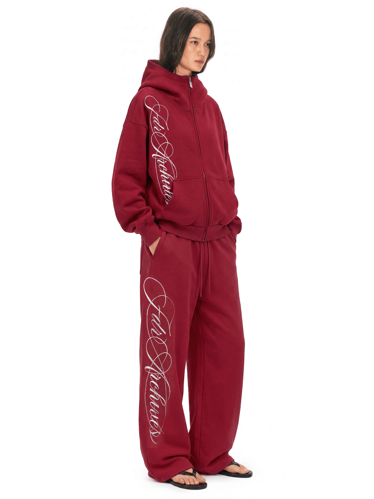 Washed Embroidery Zip Hoodie
