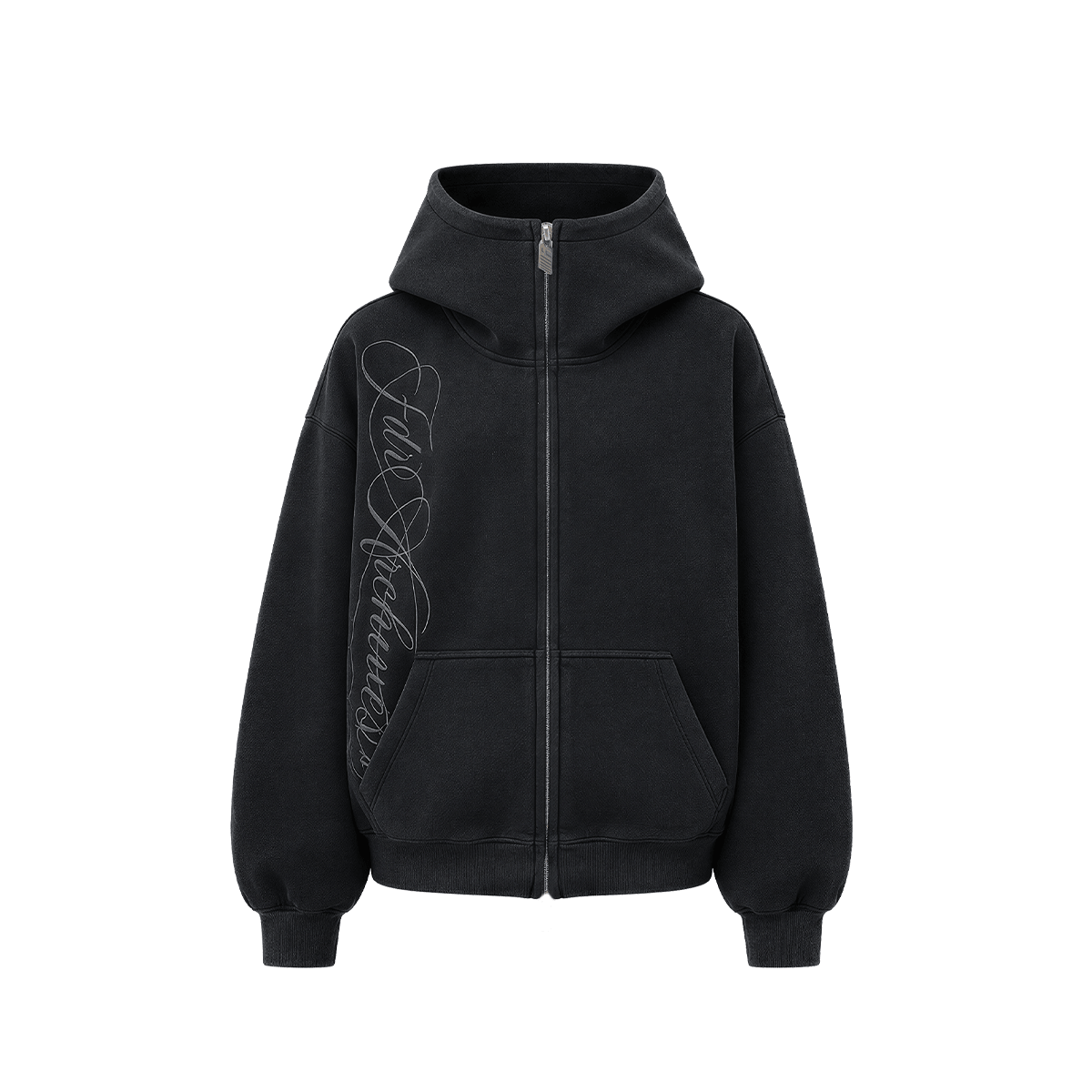 Washed Embroidery Zip Hoodie