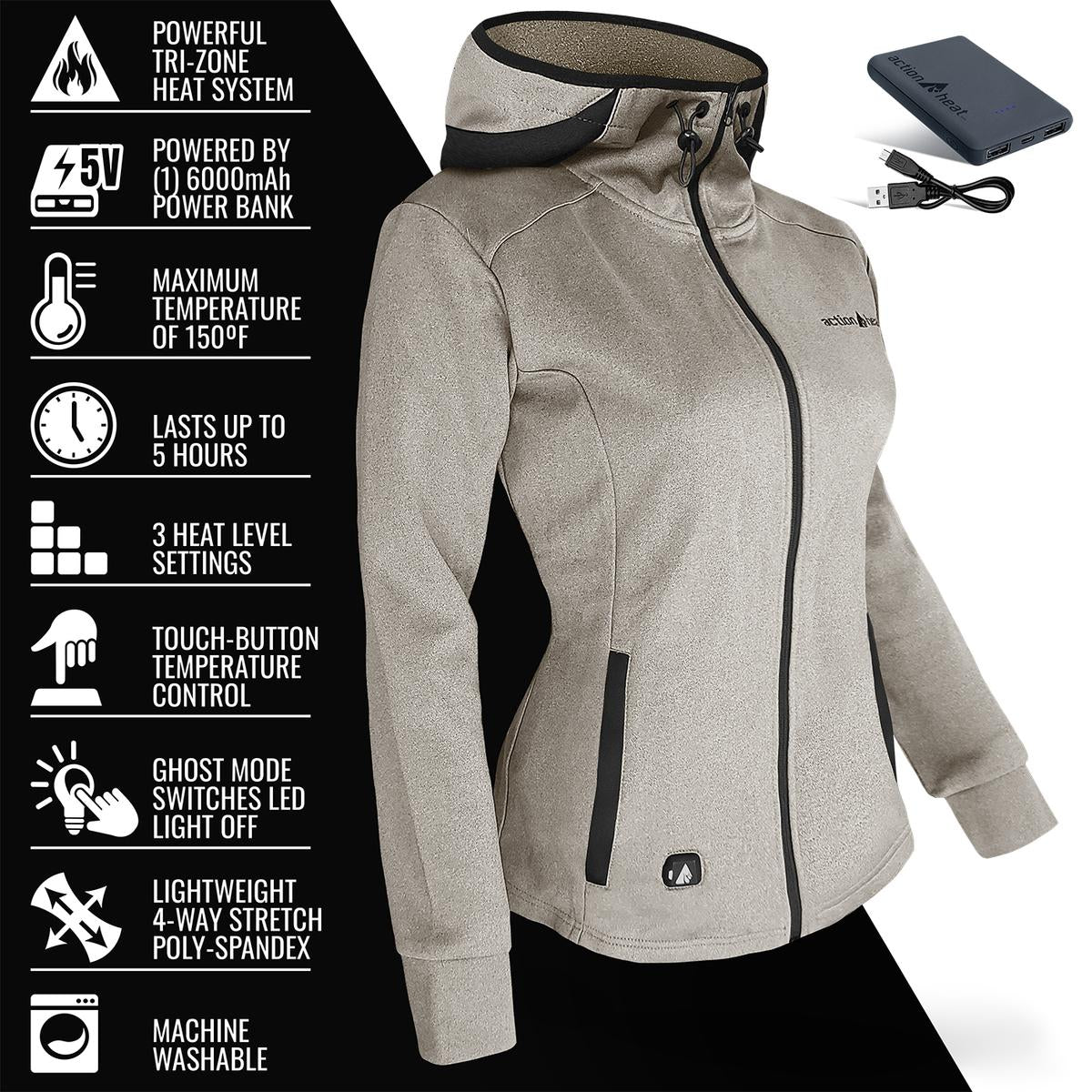 Heatrea 5V Women's Slim Fit Battery Heated Hoodie