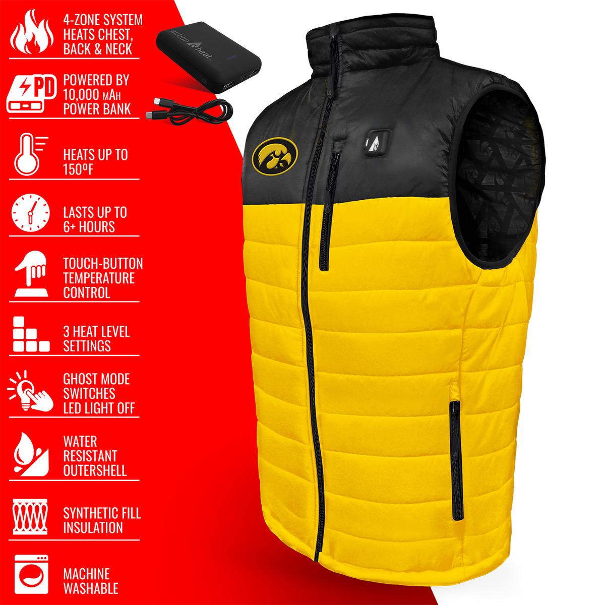 Heatrea Iowa Hawkeyes 5V Men's Colorblock Puffer Battery Heated Vest