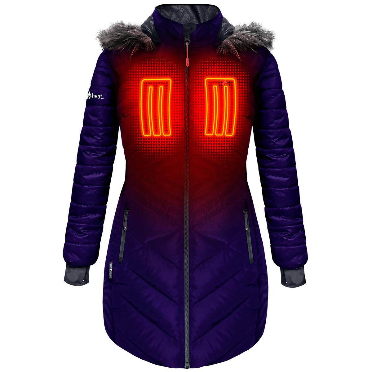 Heatrea 5V Women's Heated Long Puffer Jacket W/ Hood