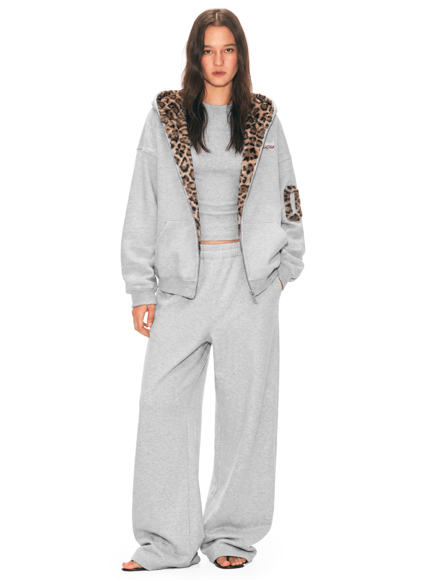 Wild Leopard-Lined Zip Hoodie