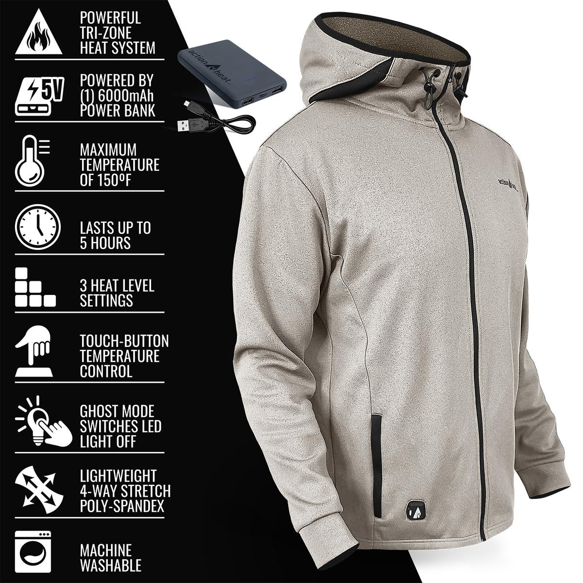 Heatrea 5V Men's Slim Fit Battery Heated Hoodie