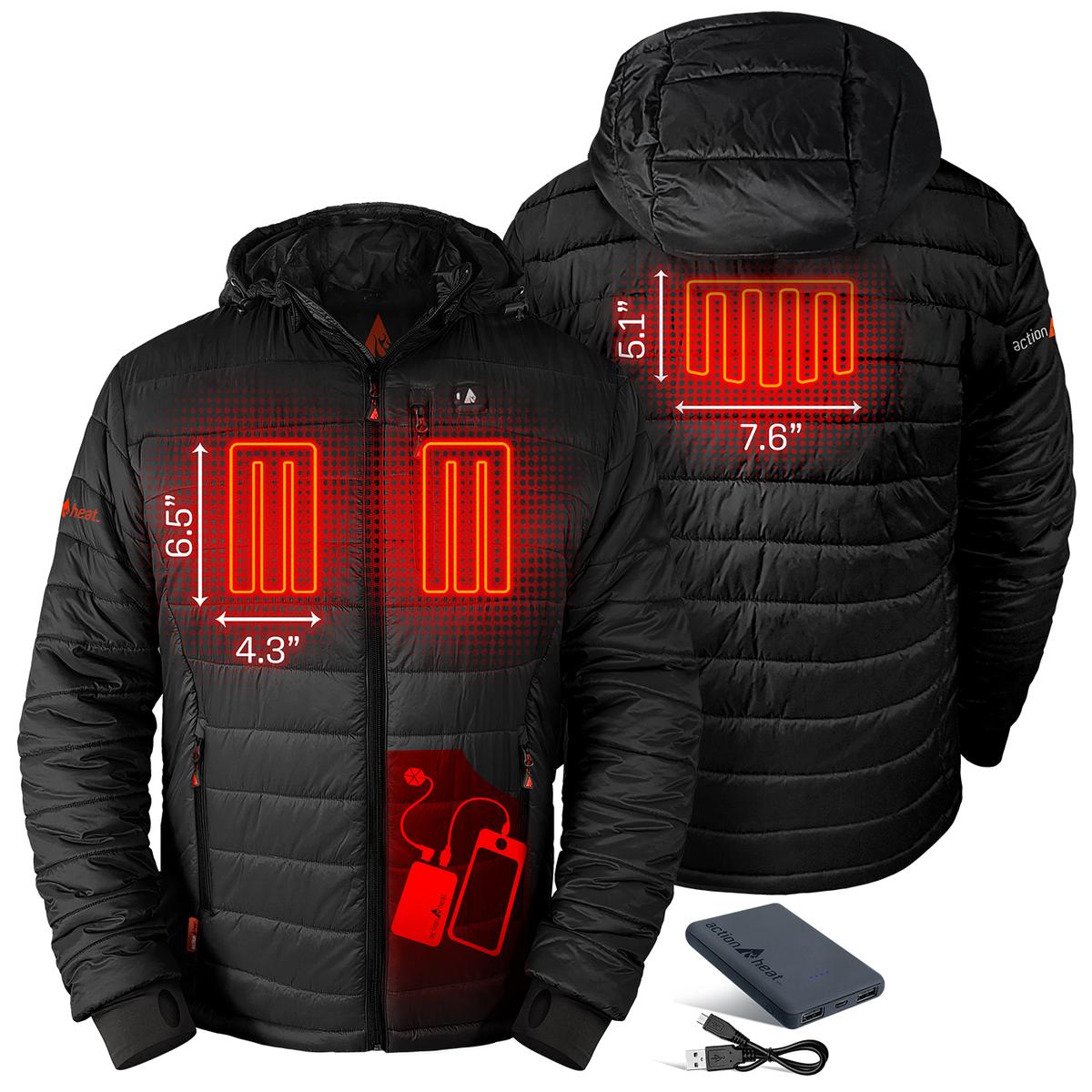Heatrea 5V Men's Insulated Puffer Battery Heated Jacket W/ Hood