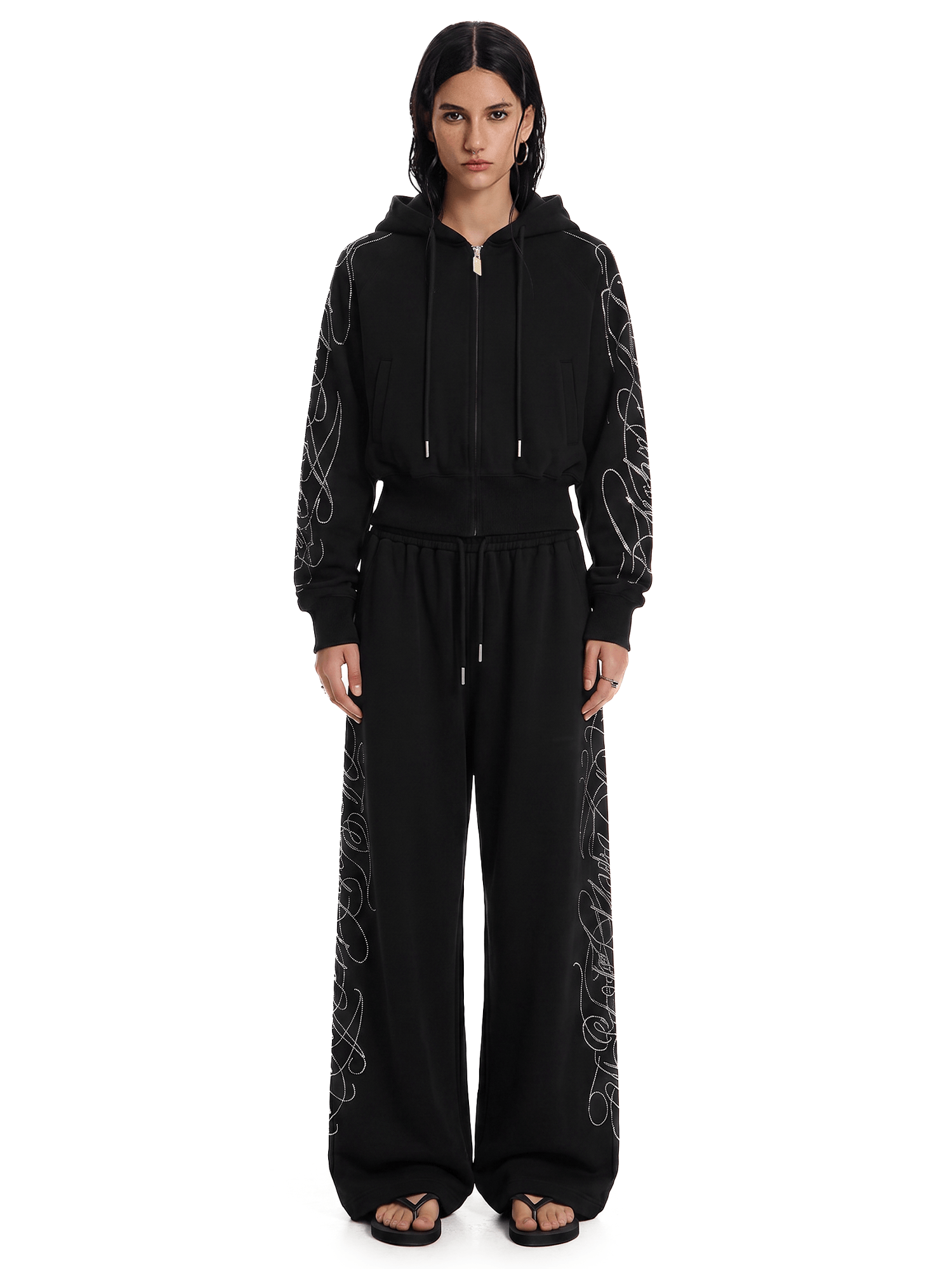 Rhinestone Zip Hoodie