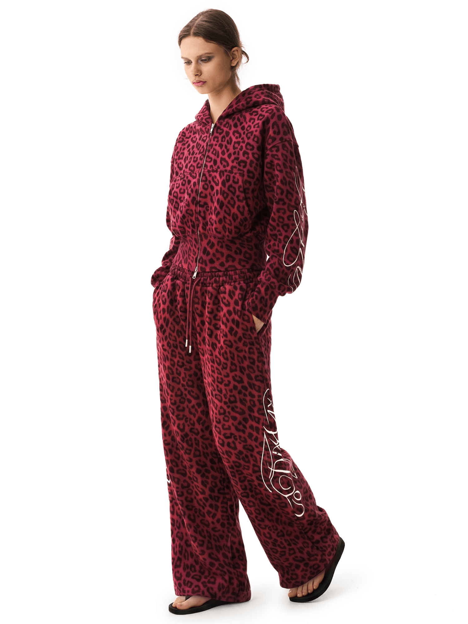 Graffiti Leopard Zip Hoodies