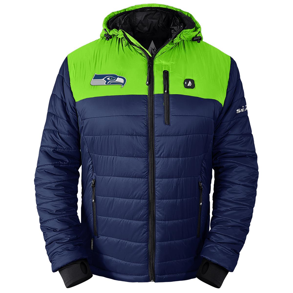 Heatrea Seattle Seahawks 5V Men's Colorblock Puffer Battery Heated Jacket