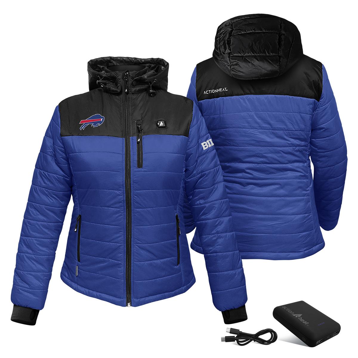 Heatrea Buffalo Bills 5V Women's Colorblock Puffer Battery Heated Jacket