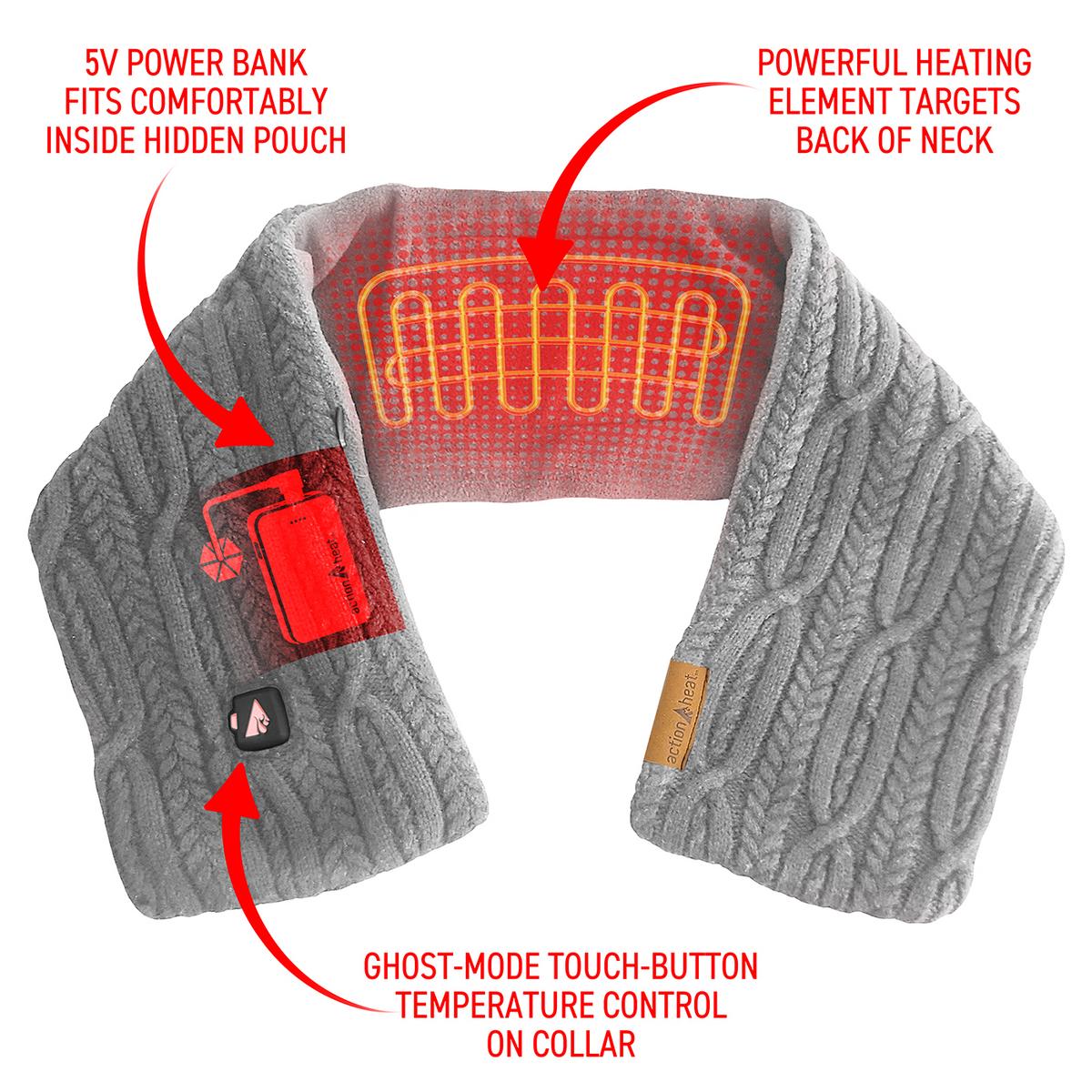 Heatrea 5V Battery Heated Cable Knit Wrap Scarf