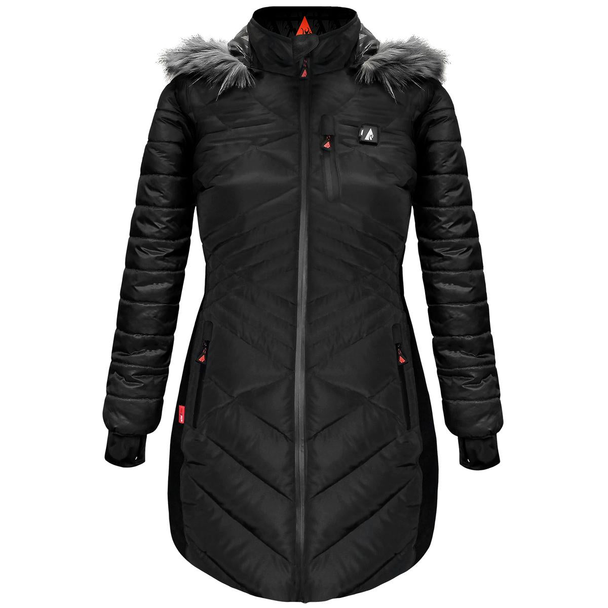 Heatrea 5V Women's Heated Long Puffer Jacket W/ Hood