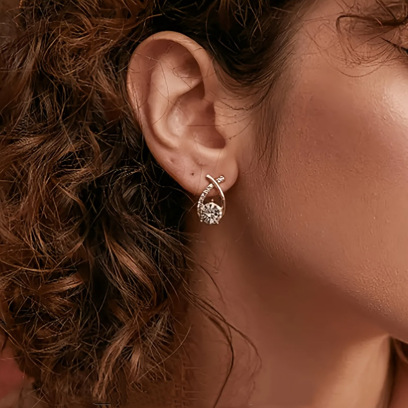 Olivia | Golden Cross Zirconia Stud Earrings