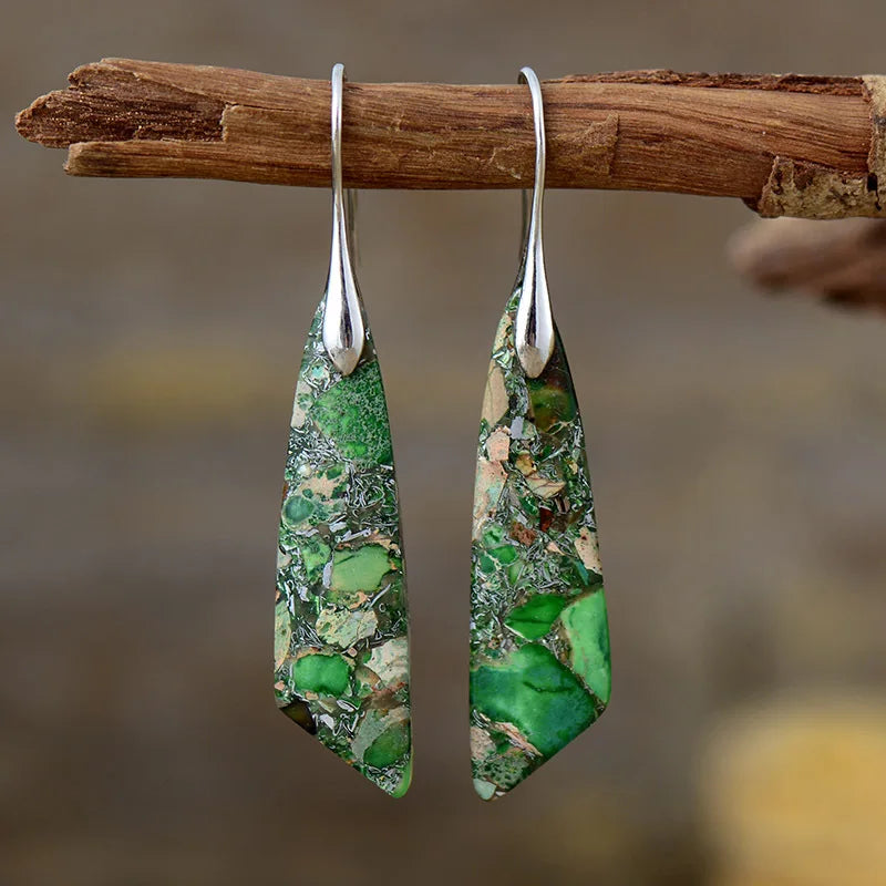 Bohemian Emperor Stone Pendant Earrings