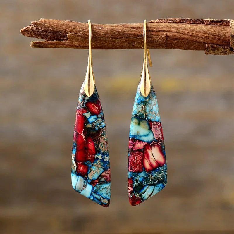 Bohemian Emperor Stone Pendant Earrings