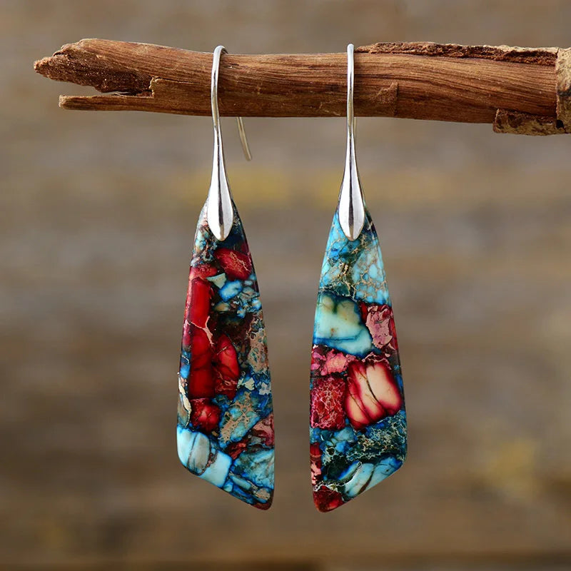 Bohemian Emperor Stone Pendant Earrings