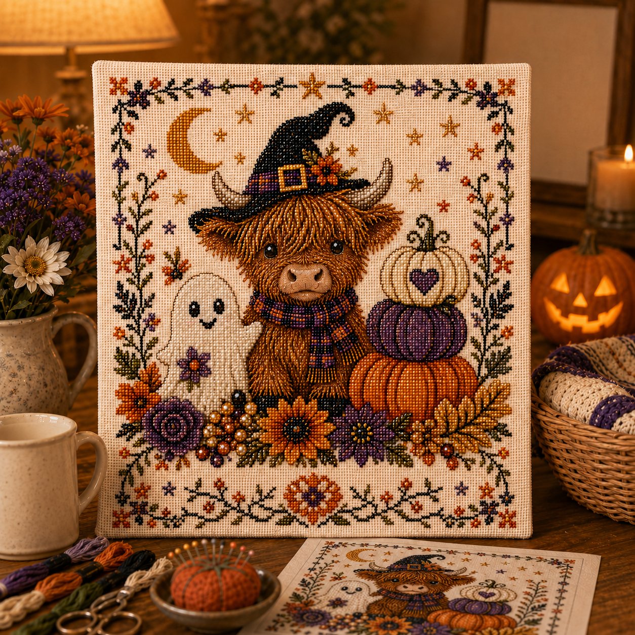🔥Last Day 49% OFF - 🎃🖤Halloween Primitive Cross Stitch Kit