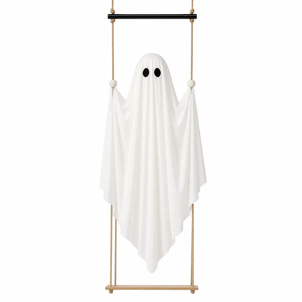 LED Light-Up Swinging Ghost Halloween Decoration