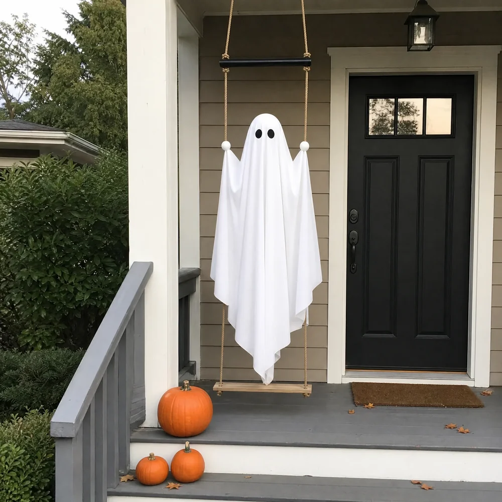 LED Light-Up Swinging Ghost Halloween Decoration