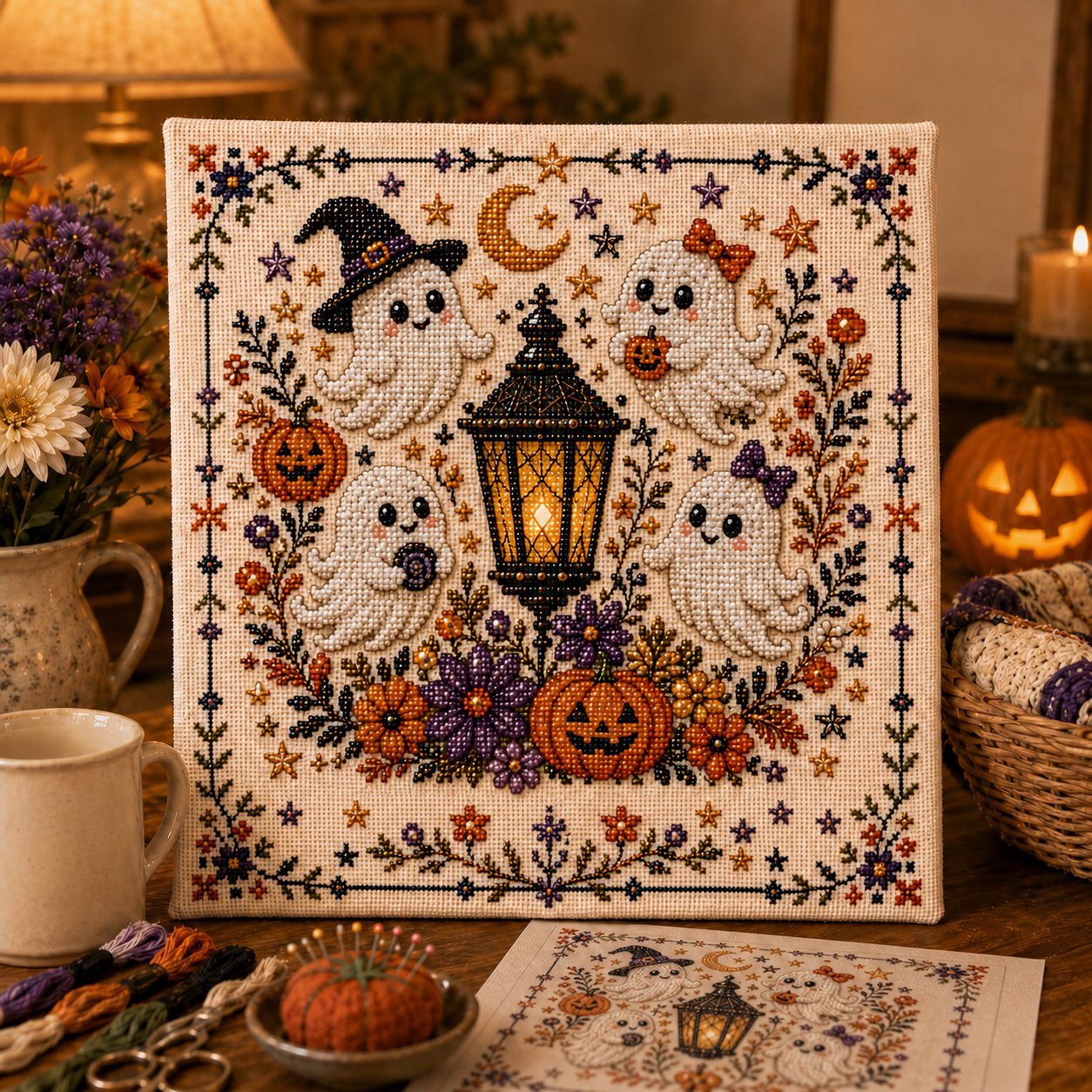 🔥Last Day 49% OFF - 🎃🖤Halloween Primitive Cross Stitch Kit