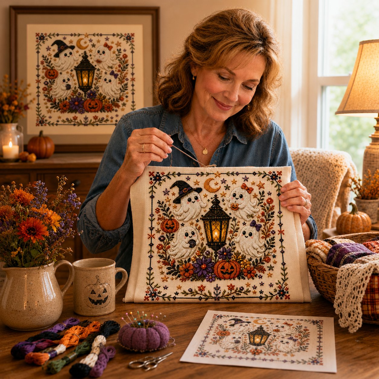 🔥Last Day 49% OFF - 🎃🖤Halloween Primitive Cross Stitch Kit
