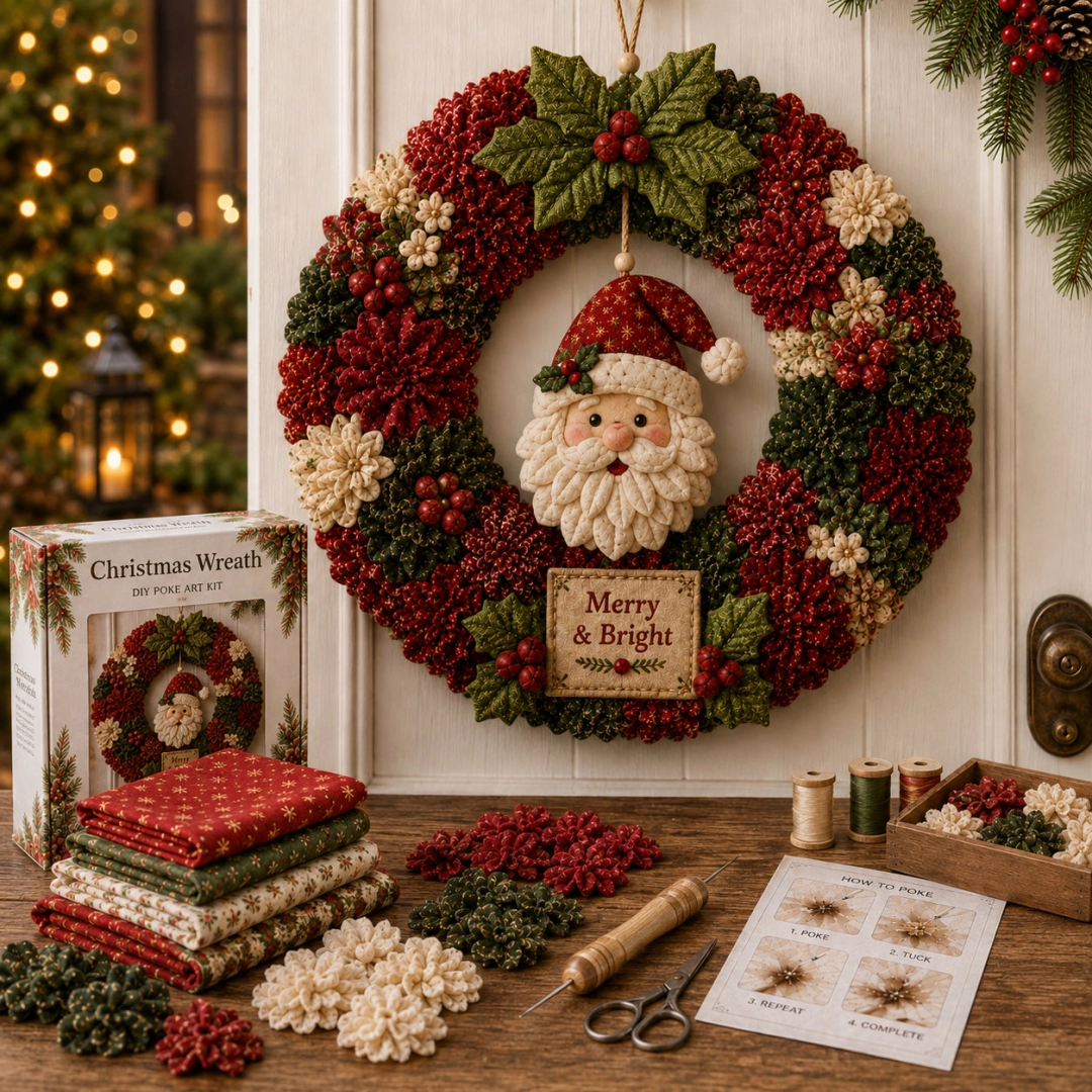 🎄 Early Bird Christmas Special 🎄Plymagic DIY Poke Art Kit - Fabric Poke Wreath
