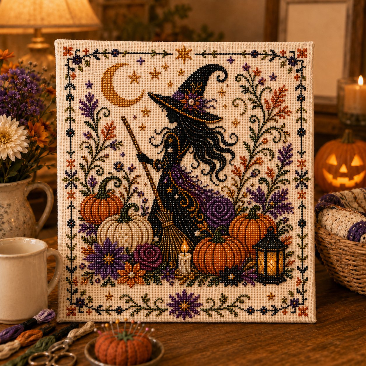 🔥Last Day 49% OFF - 🎃🖤Halloween Primitive Cross Stitch Kit
